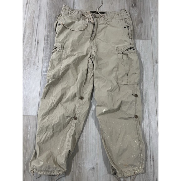 Vintage Abercrombie Fitch Cargo Pants Mens L Brown Military Paratrooper